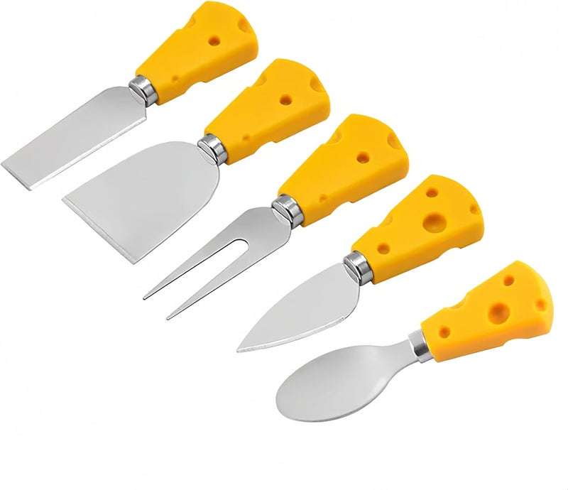 BUDOME Cheese Knife, 5 Piece Cheese Knives Set, Mini Premium Stainless Steel Cheese Knife Set, Cheese Knives for Charcuterie Board - Charcuterie Boards Accessories - Image 1